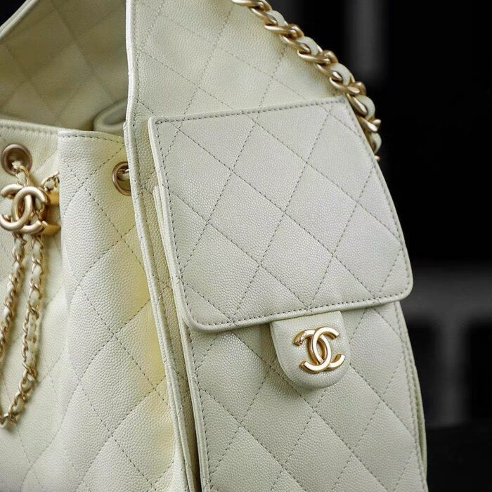 CHANEL 25 Small Handbag - Light Yellow Grained Calfskin2
