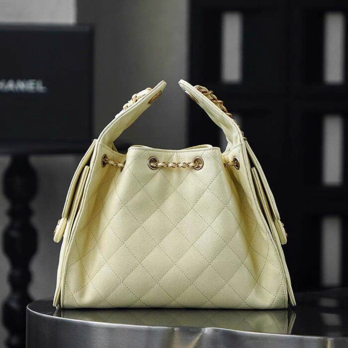 CHANEL 25 Small Handbag - Light Yellow Grained Calfskin3
